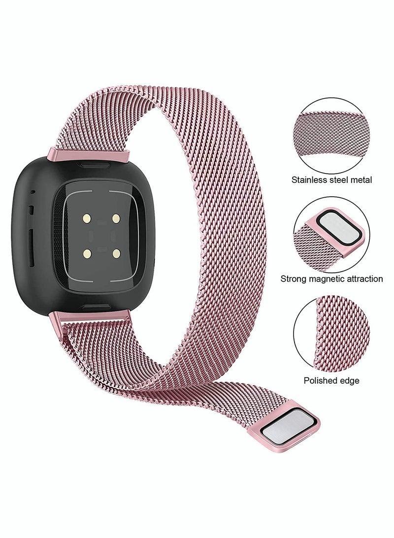 Bands for Fitbit Versa 3 Metal Bands Compatible with Fitbit Sense Stainless Steel Mesh Breathable Wristband Strap with Adjustable Magnet Lock Replacement Wristbands for Women and Men - Image 2