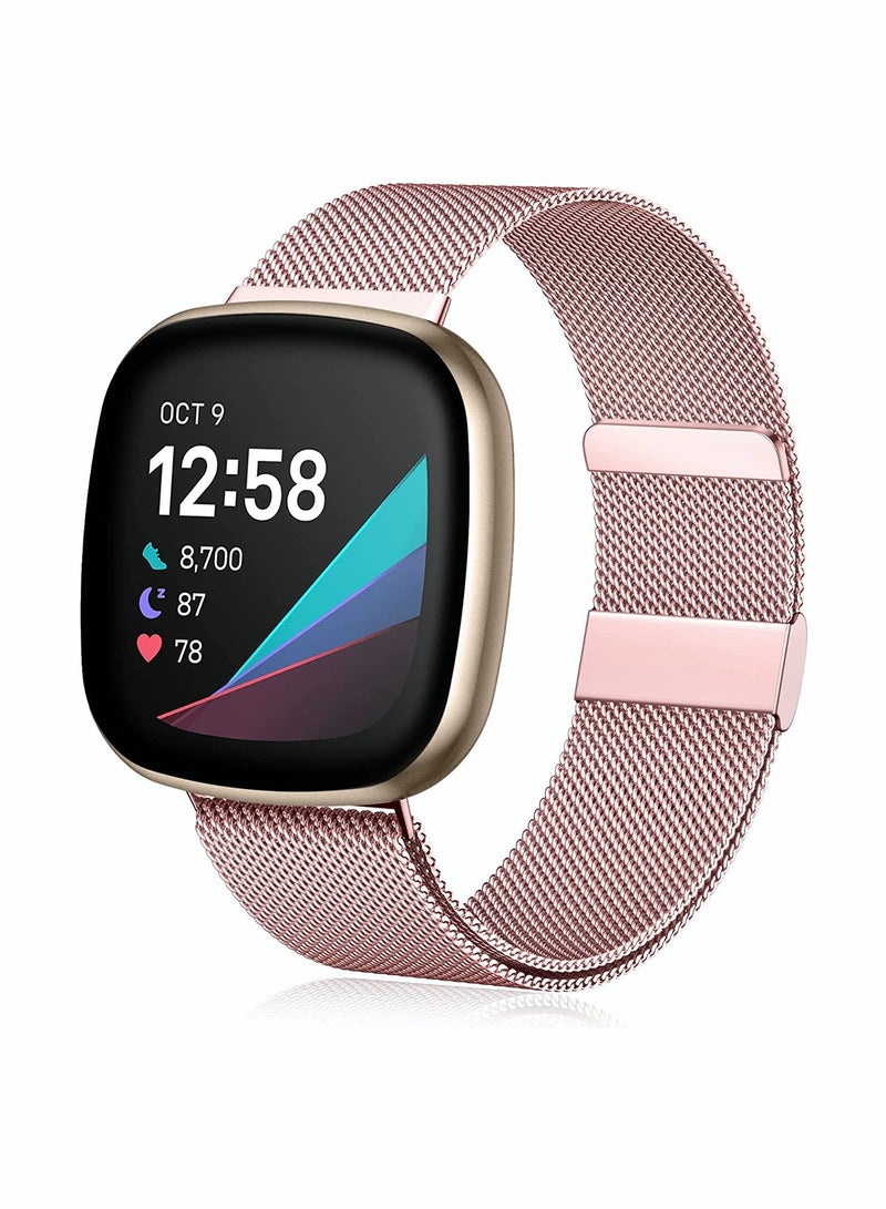 Bands for Fitbit Versa 3 Metal Bands Compatible with Fitbit Sense Stainless Steel Mesh Breathable Wristband Strap with Adjustable Magnet Lock Replacement Wristbands for Women and Men - Image 1
