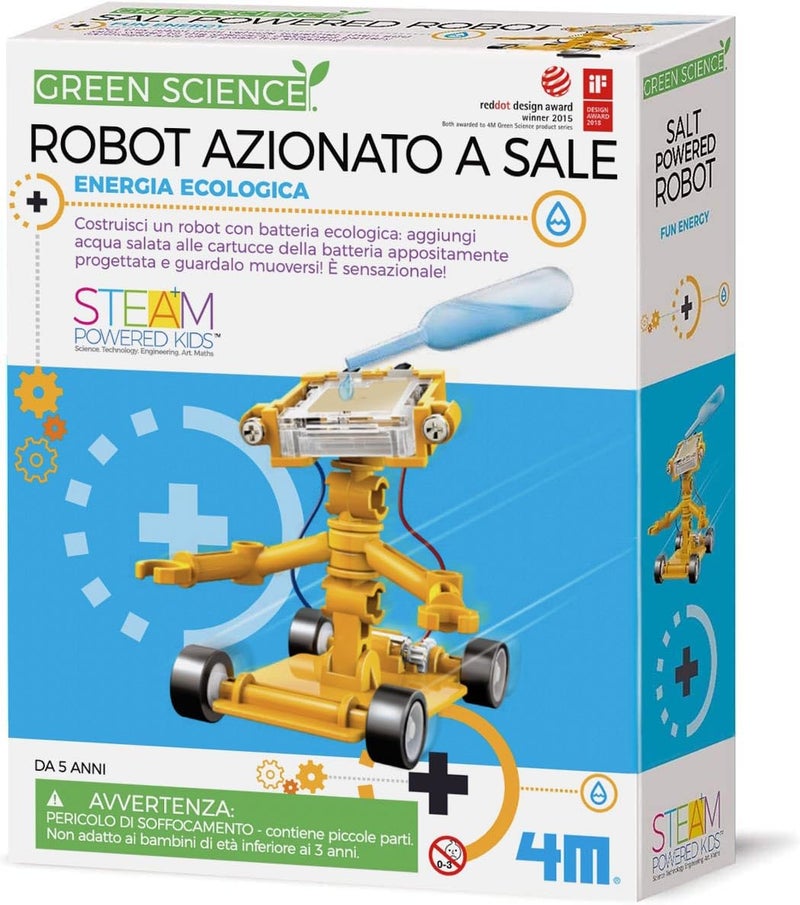 4M Toysmith, Green Science Salt Water Powered Robot Kit, STEAM Powered Kids, Beach Toy, For Boys & Girls 5+ - Image 1