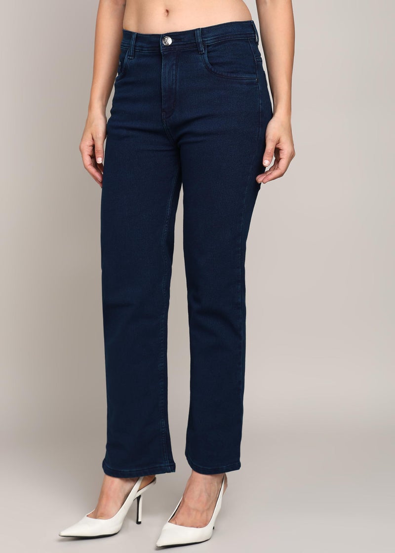 Nifty Women's Denim Stretchable Straight Fit Jeans (1457_BLU_32_Blue_32) - Image 3