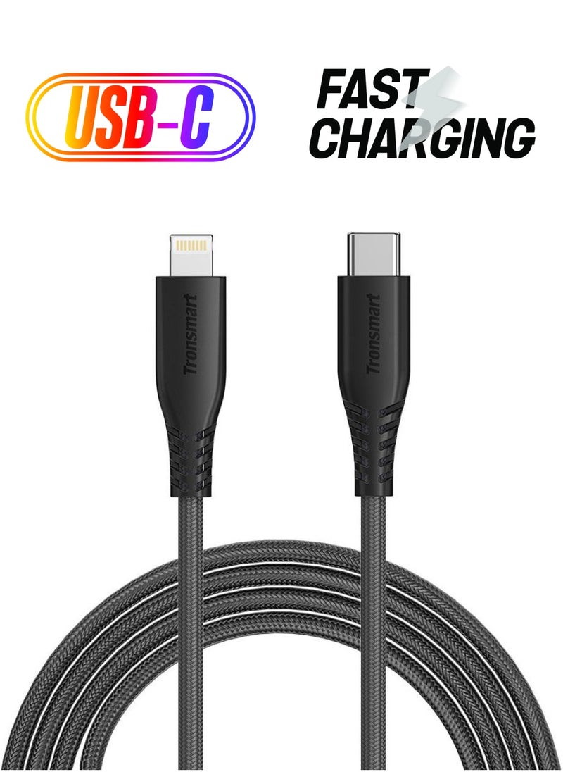 Tronsmart LCC04 Type-C Lightning iPhone Compatible Fast Charging Cable Black  - Image 1