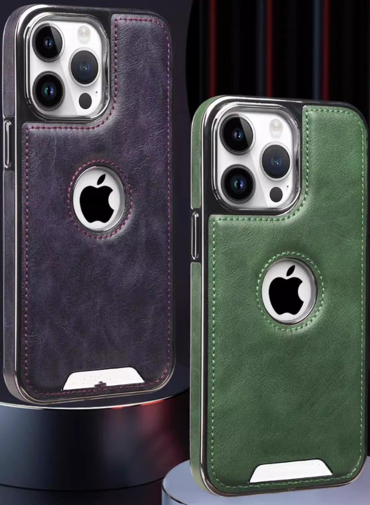 High-end Business Leather Case, Light Luxury Leather Magnetic Protective Case, All-inclusive Anti-fall Mobile Phone Case [Noble Black], With Built-in Magsafe Magnetic Suction, Suitable For iPhone 16 pro - Image 2