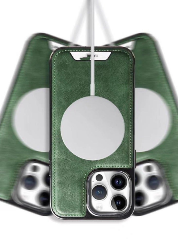 High-end Business Leather Case, Light Luxury Leather Magnetic Protective Case, All-inclusive Anti-fall Mobile Phone Case [Noble Black], With Built-in Magsafe Magnetic Suction, Suitable For iPhone 16 pro - Image 5