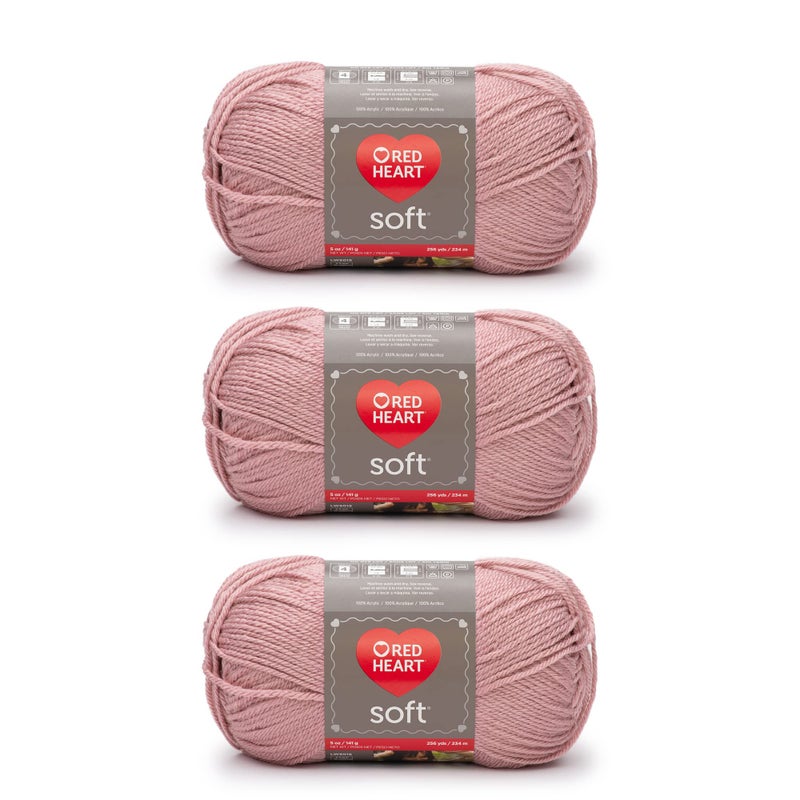 Red Heart Soft Rose Blush Yarn  3 Pack of 141g5oz  Acrylic  4 Medium Worsted  256 Yards  KnittingCrochet