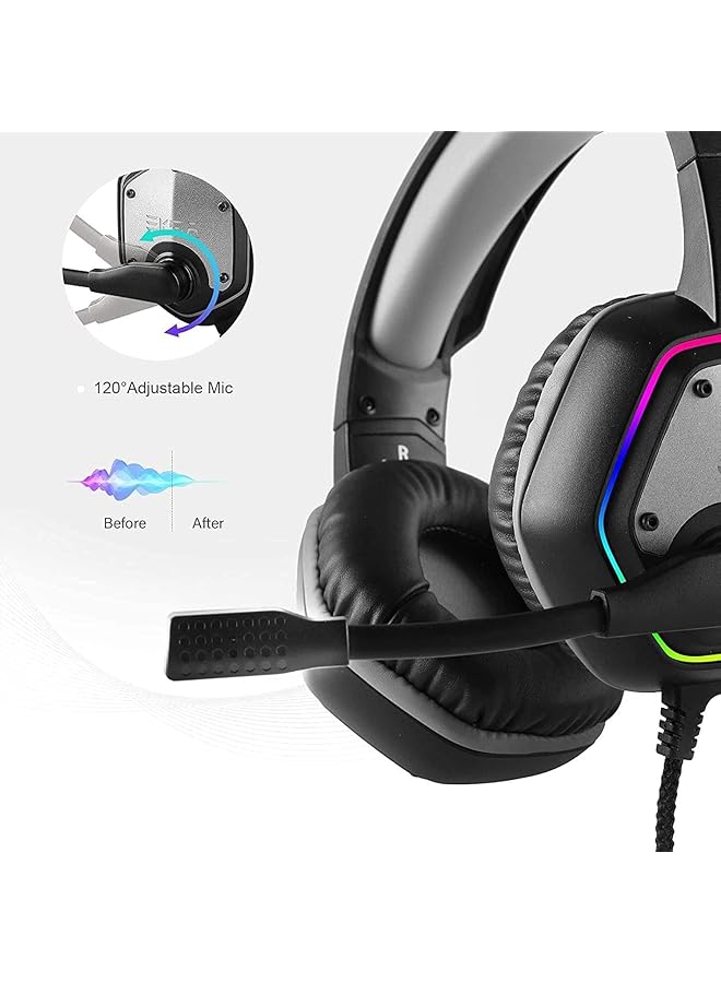 EKSA Usb Headset For Computer Laptop Pc Headphones With Noise Cancelling Microphone/Mic 7.1 Surround Sound Rgb Light Wired Headset For Skype Zoom Call Center Meetings Webinar Home - Image 3
