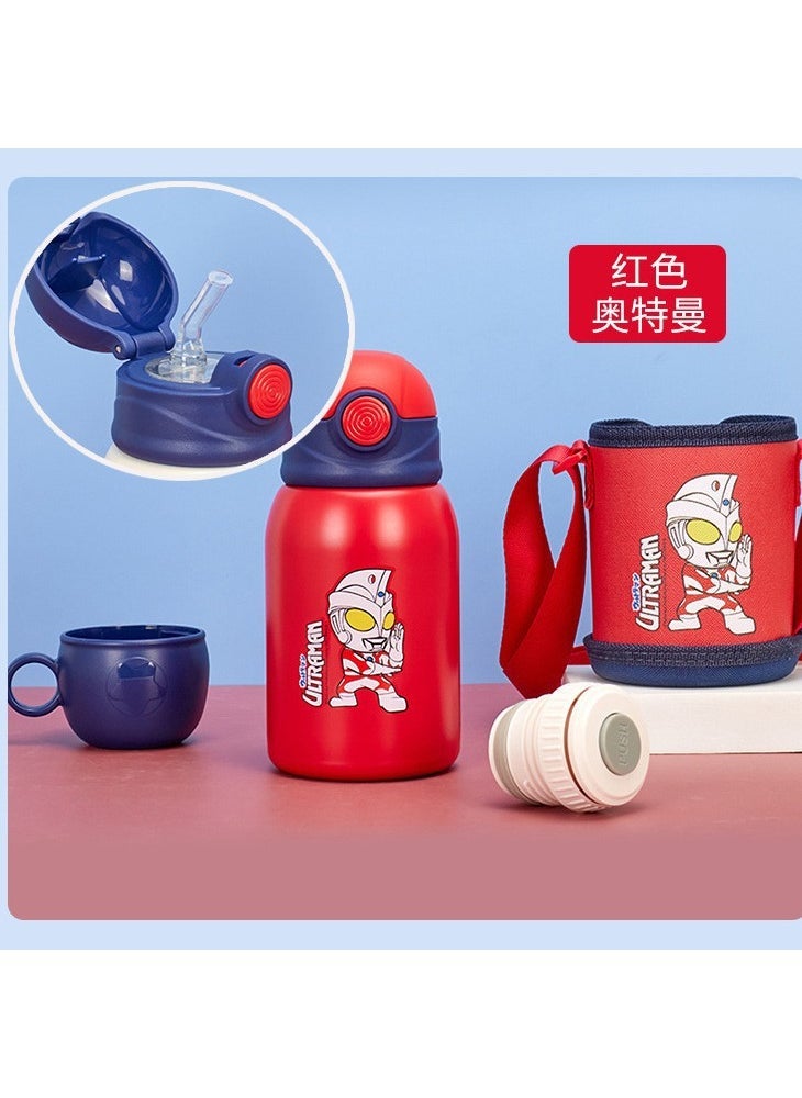 Ultraman childrens thermos cup 316 stainless steel water Cup School cartoon pot kindergarten boy Cup sippy cup Watermelon red 9008(316) a cup of three covers + cloth cup set 