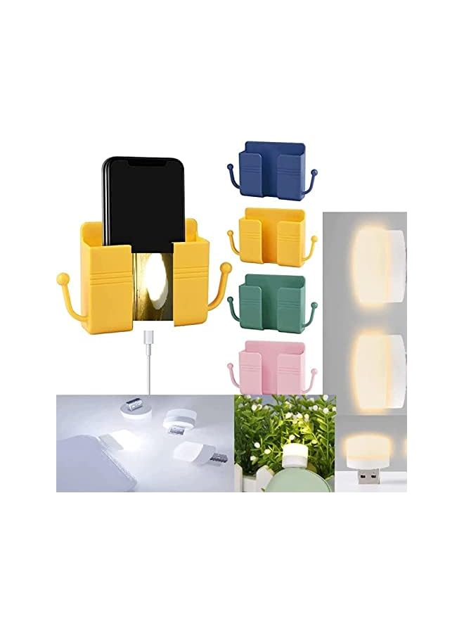 PROMASS Wall Mount Cellphone Holder with USB Light, Self-Adhesive Sticky Wall Beside Organizer Storage Box, Punch-Free Bracket for Mobile Phone Plug, Multi-function Lazy Cradle-Charging Stand/Rack  - Image 2
