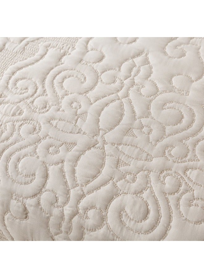 NEWLAKE Quilt Bedspread Set, Beige Jacquard Embossed Floral Pattern Reversible Embroidered Microfiber Coverlet Sets, Queen Size - Image 5