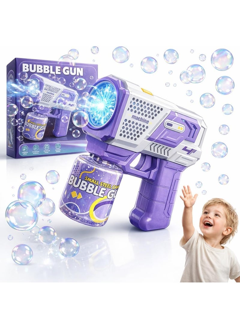 ARGT Bubble Gun for Kids with LED Lights – 1000+ Bubbles Per Minute, Automatic Bubble Machine Toy with Solution, Outdoor Party Gift for Boys & Girls Ages 3+ - Purple/White - Image 1