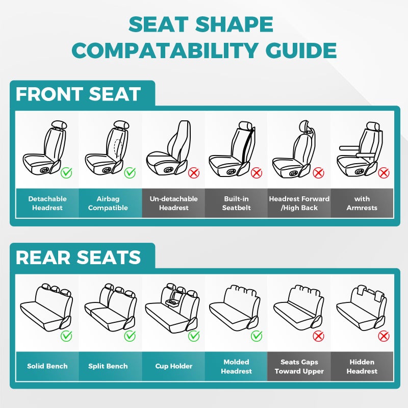 FEINEPRO Car Seat Covers Full Set - Universal Seat Covers for Cars SUV Truck â€“ Faux Leather Automotive Seat Covers, Breathable & Waterproof Front and Rear Seat Protectors, Fit for Most Cars-Black - Image 5