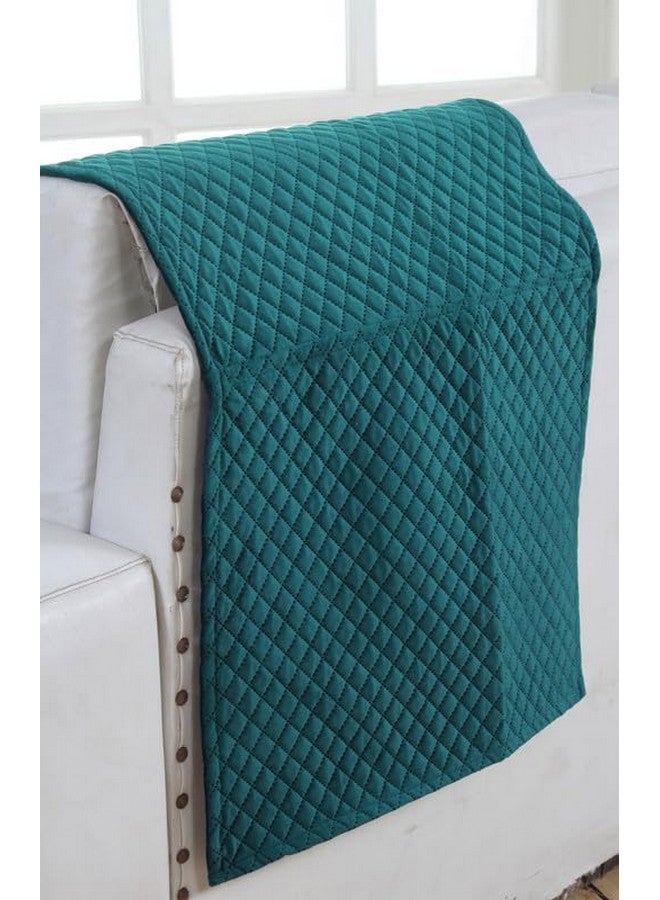 Nendle Latest Quilted Velvet Universal Protector Sofa Cover 3 Seater and 2 Seater|Sofa Cover L Shape 5 Seater Velvet for Living Room with Handle Cover (Peacock Blue, Pack of 2) - Image 5