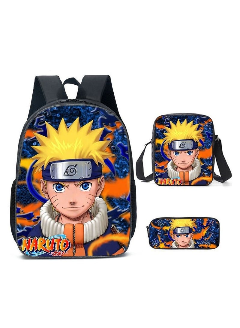 Naruto Cartoon Anime Student Backpack Three-Piece Set 29*42*16cm