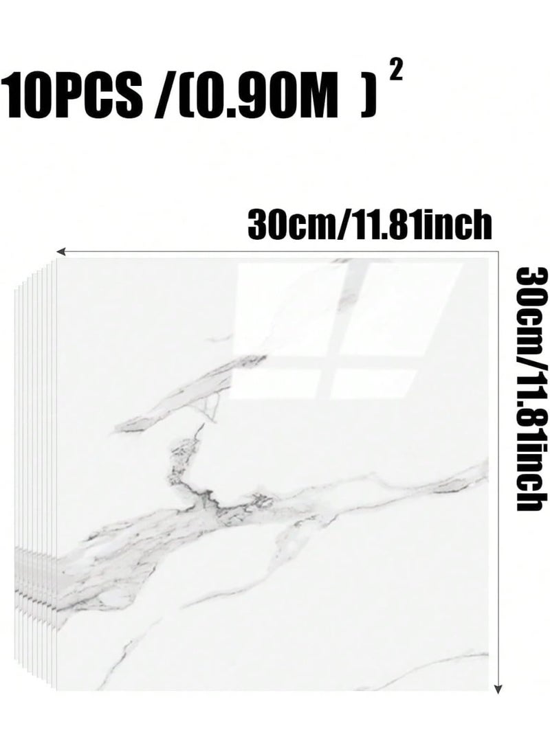 INSIJAM 10PCS Waterproof Self-Adhesive PVC Marble Wall Panels 3D Tiles for Bathroom Shower Backsplash 11.8x11.8 Inch Peel and Stick Instant Wall Decal Home Decor - Image 4