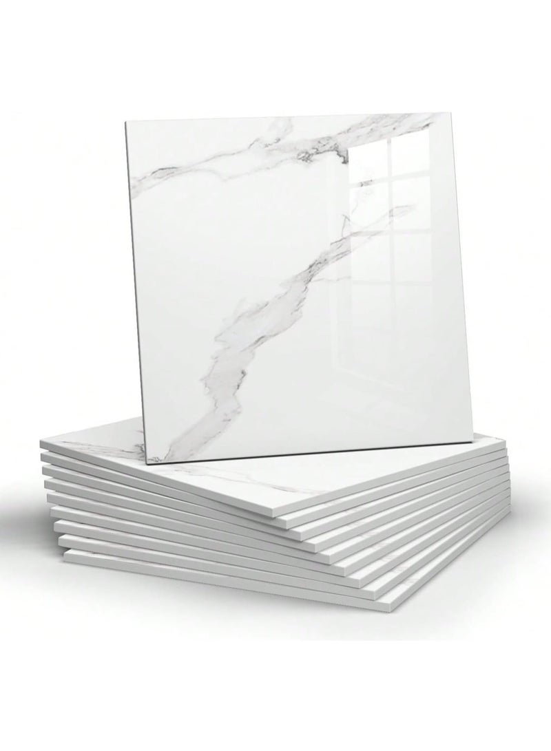 INSIJAM 10PCS Waterproof Self-Adhesive PVC Marble Wall Panels 3D Tiles for Bathroom Shower Backsplash 11.8x11.8 Inch Peel and Stick Instant Wall Decal Home Decor - Image 1