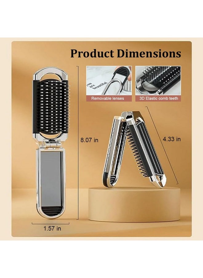 maycreate - ® Mini Hair Brush With Mirror, Travel Hair Comb For Women, Pocket Foldable Hair Brush With Mirror For Purse, Cute Bow Hair Combs For Kids Girls - Image 1