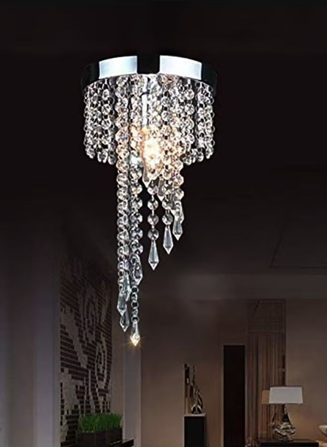 S-Shape Point Pendant Crystal Ceiling Light Chrome 20cm E14 Head Without Light Source - Image 1