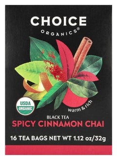 Choice Organic Teas Black Tea Spicy Cinnamon Chai 16 Tea Bags 1.12 oz (32 g) 