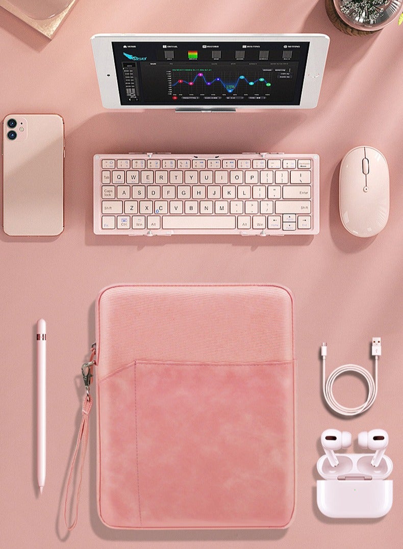 9-11 بوصة الكمبيوتر اللوحي الأكمام حقيبة حمل واقية للماء مع جيب، وردي - Image 5