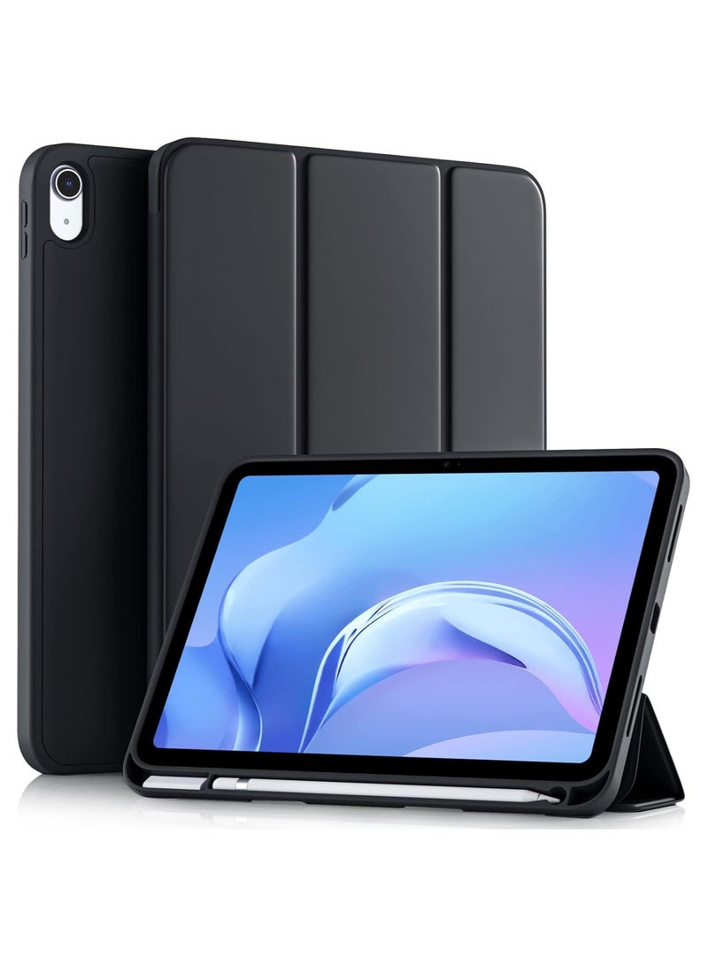 Case for iPad 10th Generation 10.9 Inch 2022/2025 with Pencil Holder, Slim Trifold Stand Protective Cover with Soft TPU Back, Black - Image 1