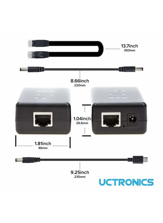 UCTRONICS PoE Splitter 5V 4A for Raspberry Pi 4 and Jetson Nano, Active PoE+ to Barrel Jack or USB-C Adapter, IEEE 802.3at/af Compliant - Image 2