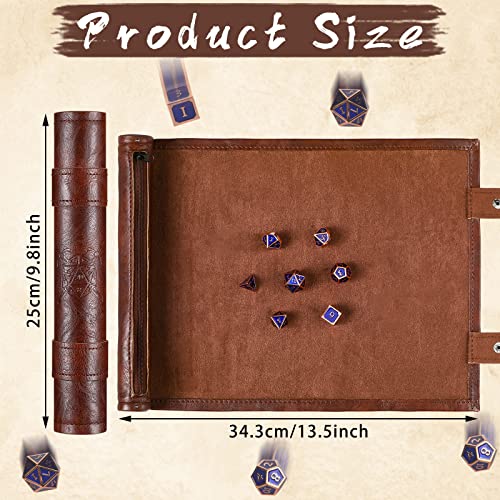 Civaner Dice Mat Tray Rolling Mat with Zipper PU Leather Folding Scroll Dice Bag Holder Table Christmas Game AccessoriesBrown1 Piece - Image 5