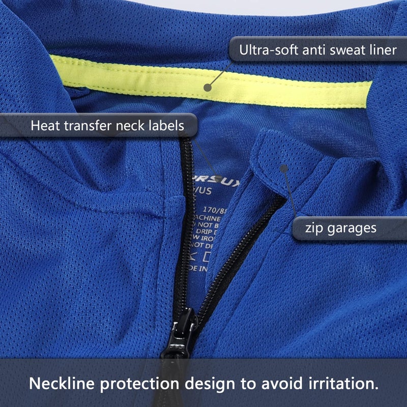 ARSUXEO Men's Full Zipper Long Sleeves Cycling Jersey Bicycle MTB Bike Shirt 6030 Blue Size XL - Image 4