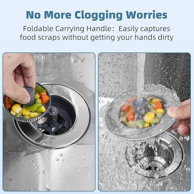HIMJA 3 in 1 Kitchen Sink Drain Strainer - Stopper Set, Stainless Steel Kitchen Sink Stopper, Pop Up Anti-Clogging Sink Strainer Basket Filter - Image 2