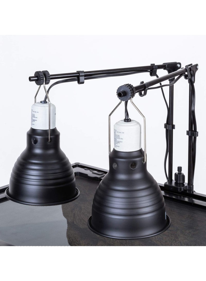 REPTIZOO REPTI ZOO Reptile Dual Lamp Stand Lamp Hanger Holder Adjustable Metal Lamp Support for Reptile Glass Terrarium Heating Light  - Image 5