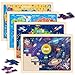 LACCHOUFEE Wooden Puzzles for Kids Age 3 4 5 Year Old 4 Pack 24 Pcs Toddler Jigsaw Puzzles for Girl Boy Geography Space Activities Preschool Learning Educational Birthday Gift Travel Autistic Wooden Toys - Image 2