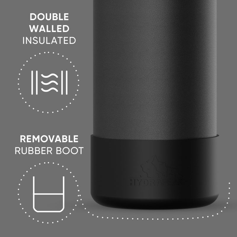 Hydrapeak Sport Insulated Water Bottle with Straw & Chug Lid, Leak & Spill Proof, Keeps Drinks Cold for 24 Hours, Hot for 12 Hours, Premium Stainless Steel Water Bottles (32oz, Black) - Image 4