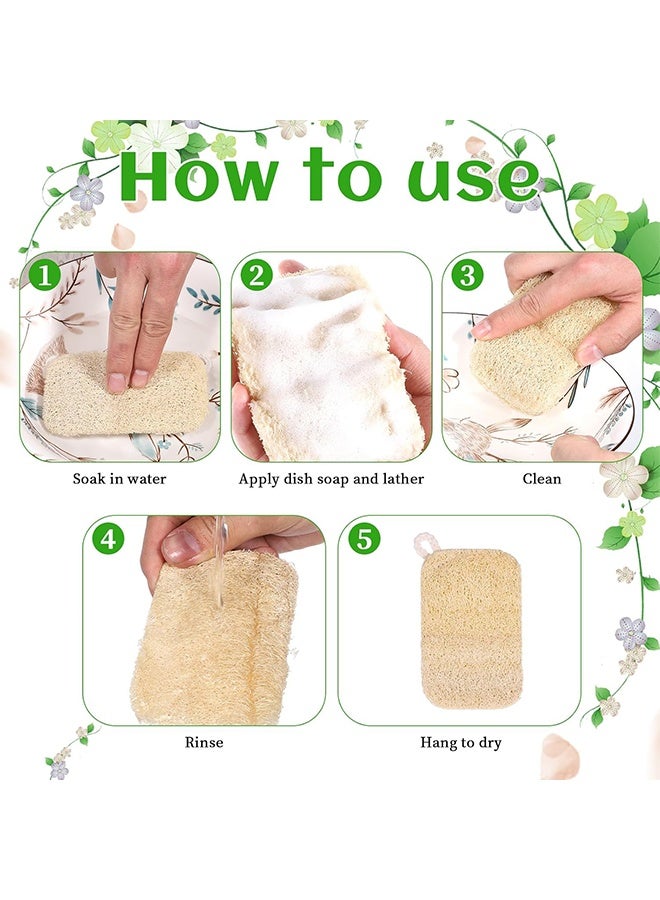 HaHaHai 5 Pack Natural Loofah Dish Sponge, Rectangular Vegetable Scrubber for Kitchen, Eco Friendly Dishwashing Scouring Pad -100% Biodegradable Compostable(7 x 11cm) - Image 5