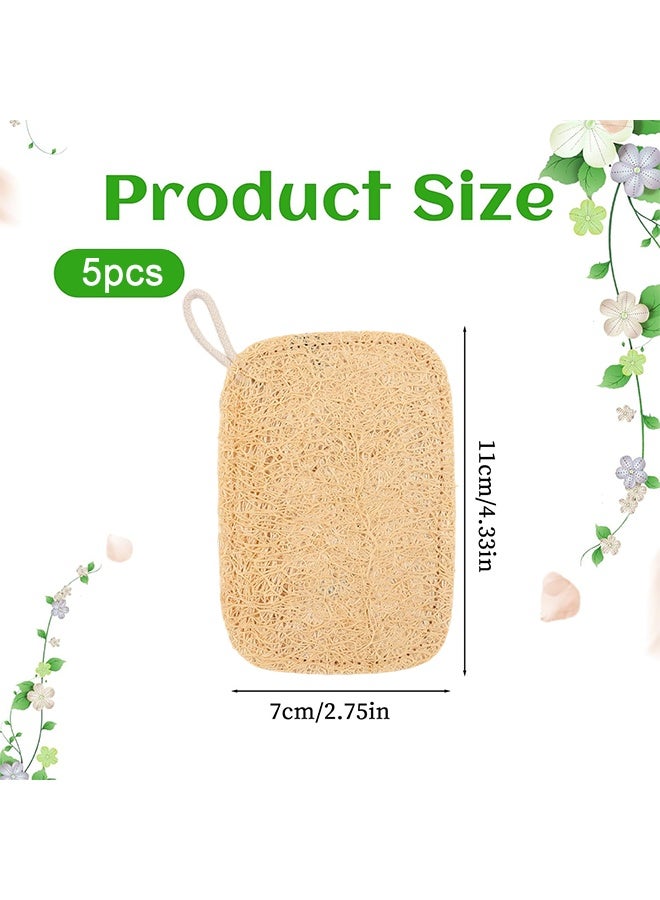 HaHaHai 5 Pack Natural Loofah Dish Sponge, Rectangular Vegetable Scrubber for Kitchen, Eco Friendly Dishwashing Scouring Pad -100% Biodegradable Compostable(7 x 11cm) - Image 2