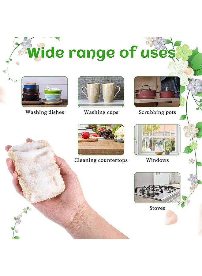 HaHaHai 5 Pack Natural Loofah Dish Sponge, Rectangular Vegetable Scrubber for Kitchen, Eco Friendly Dishwashing Scouring Pad -100% Biodegradable Compostable(7 x 11cm) - Image 4