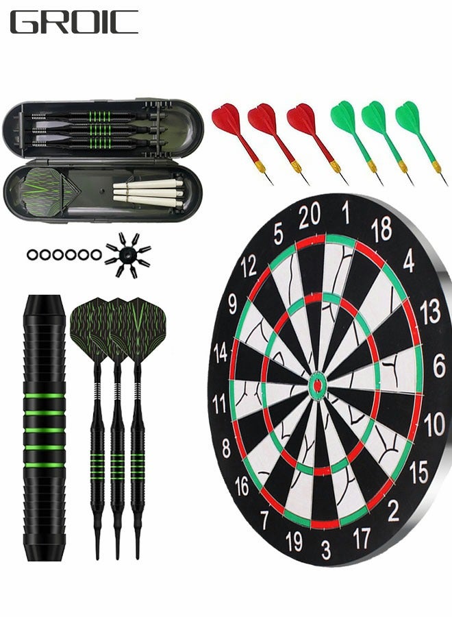 GROIC Darts Set,Professional Soft Tip Darts Set for Electronic Dartboard,Dart Suit with Steel Needle Darts,Plastic Tip Darts and Targets  - Image 1