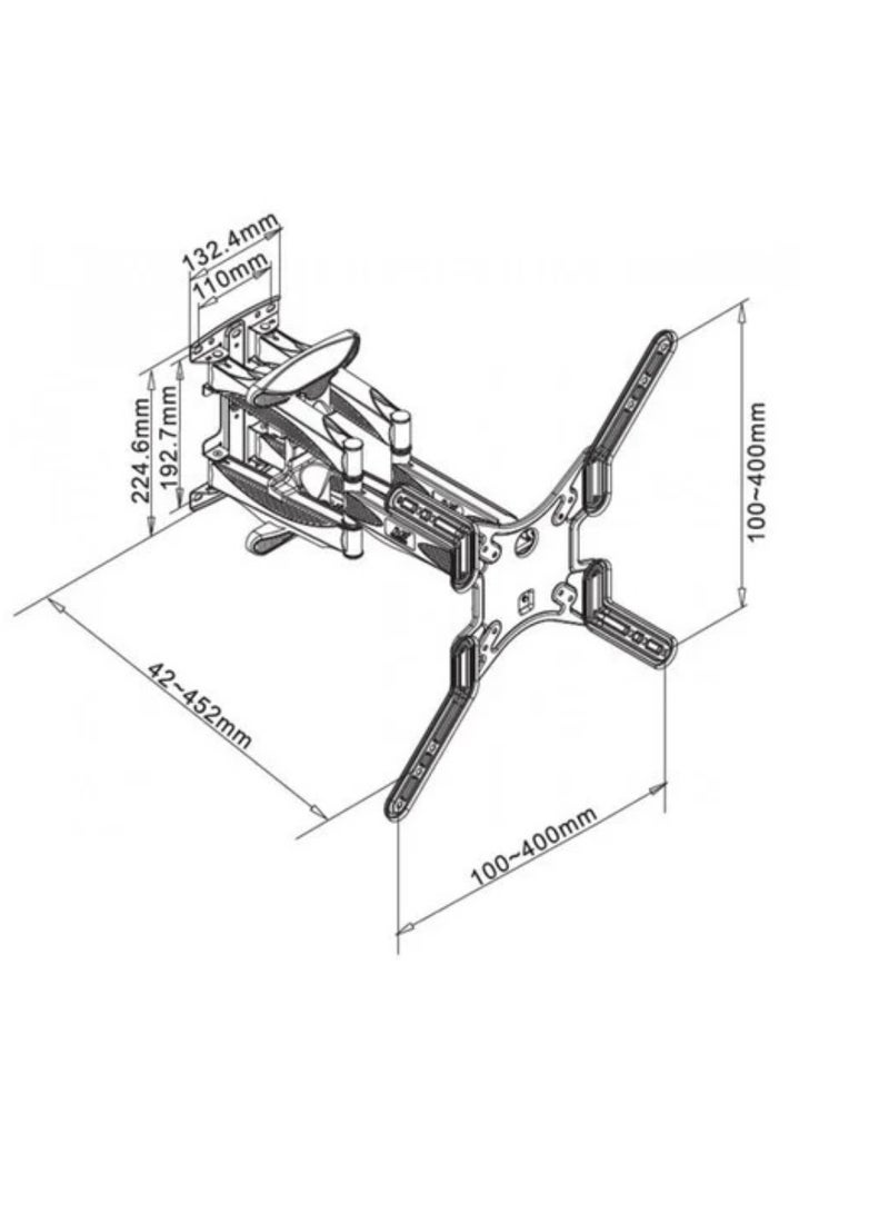 KALOC Double Arms Swivel TV Wall Mount Bracket for 32"-60" LED & LCD Flat Panel TVs up to 50 kg/110 lbs, VESA up to 400x400mm, TV Wall Bracket with Full Motion & 452 mm Extension, Black | X5 - Image 3