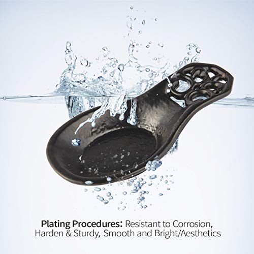 JOGREFUL Spoon Rest, Cast Iron Spoon Holder for Cooking/Stove Top/Kitchen Counter, Heat-Resistant Utensil Rest for Spoons/Ladles/Tongs, Housewarming Vintage Decor, Classic Style, Black - Image 5