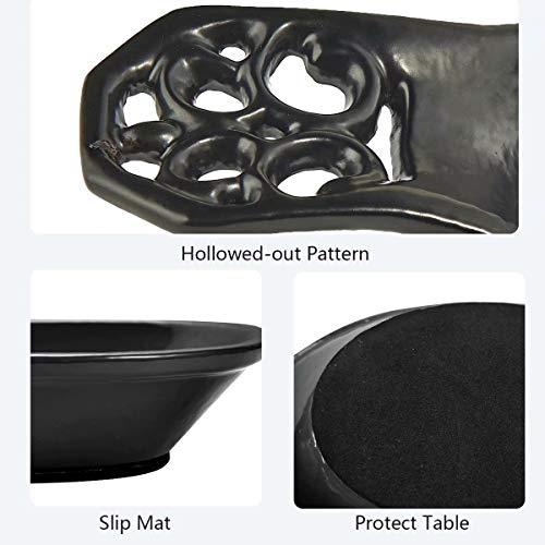 JOGREFUL Spoon Rest, Cast Iron Spoon Holder for Cooking/Stove Top/Kitchen Counter, Heat-Resistant Utensil Rest for Spoons/Ladles/Tongs, Housewarming Vintage Decor, Classic Style, Black - Image 4