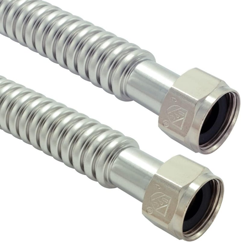 TT FLEX Stainless Steel Corrugated Water Heater Connector Flexible for Heater Softener, 1" FIP x 1" FIP, 0.92" ID x 18" Length (2 Pack) - Image 1
