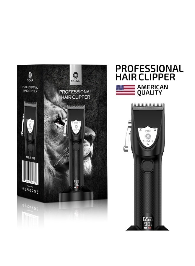 Scar 1981 Professional Rechargeable Hair Clipper Cordless Trimmer for Face & Body, Adjustable Guards Black - Image 1