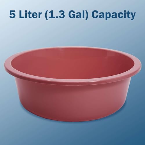 TenderGentle Plastic Wash Basin 5 Pack of 5 Liter Round Plastic Tub with Rolled Rim Good for Washing Veggies Laundry and Hands and Feet Good for Hospitals Nursing Homes and Medical Facilities - Image 3