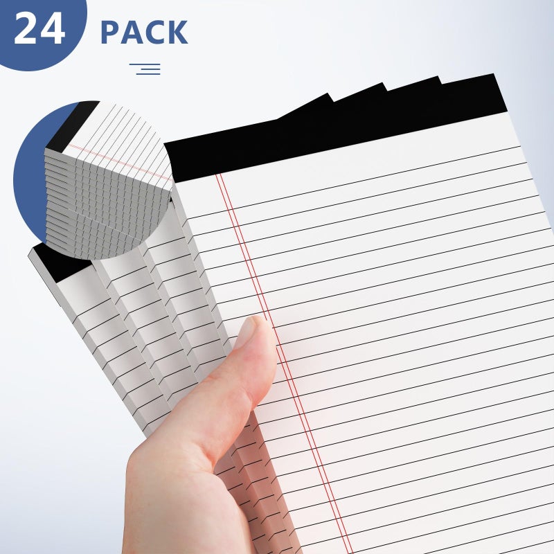 Nichela 24 Pack of Legal Pad Writing Pads 5" x 8" Notepad 80gsm Recycled Paper Small Legal Pads 25 Lines Note Pads Perforated Legal Pads 720 Sheets Double-Sided Printing Printed Legal Pads for School, - Image 5