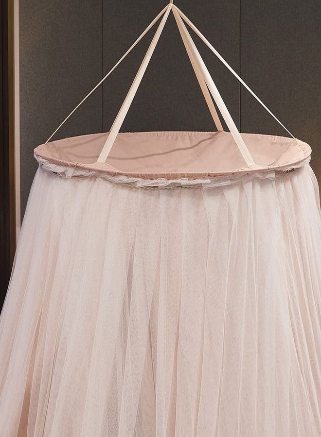 Vilemoon Bed Canopy for Girls & Adults, Round Dome Lace Princess Canopies Netting, Elegant Double Layer Bed Canopy Drapes for Decoration, Playing,Reading,Sleepping (Pink) - Image 4