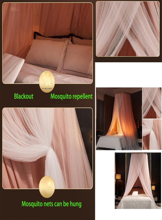 Vilemoon Bed Canopy for Girls & Adults, Round Dome Lace Princess Canopies Netting, Elegant Double Layer Bed Canopy Drapes for Decoration, Playing,Reading,Sleepping (Pink) - Image 5