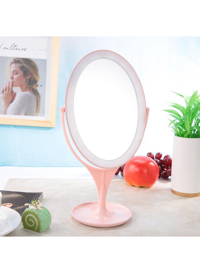 LED Students Portable Desktop Cosmetic Mirror Touch Switch White Light Makeup Mirror Pink