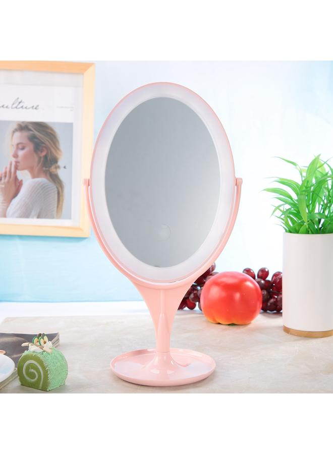 LED Students Portable Desktop Cosmetic Mirror Touch Switch White Light Makeup Mirror Pink