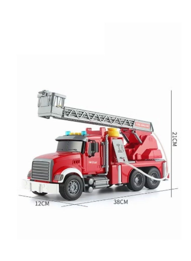 MIXDE Fire Truck Toy with Lights and Sounds Friction Powered Car Fire Engine Truck with Water Pump Sirens and Extending Ladder  - Image 4
