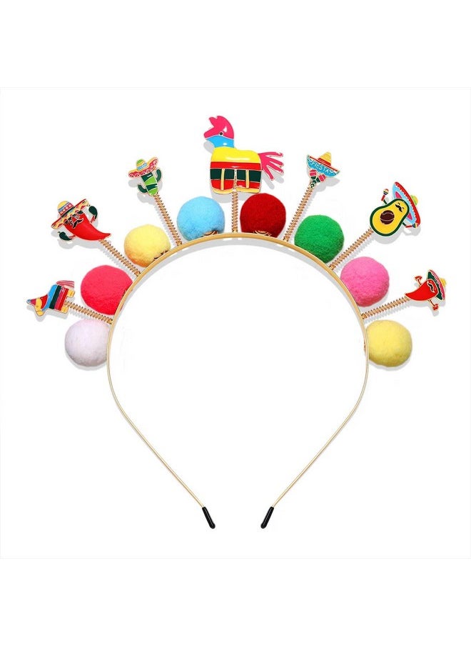 CEALXHENY Cinco De Mayo Headbands For Women Mexican Fiesta Hairbands Chili Pinata Cactus Sombrero Headbands Mexican Holiday Headwear Party Hair Accessory Gifts (Pattern C)  - Image 1