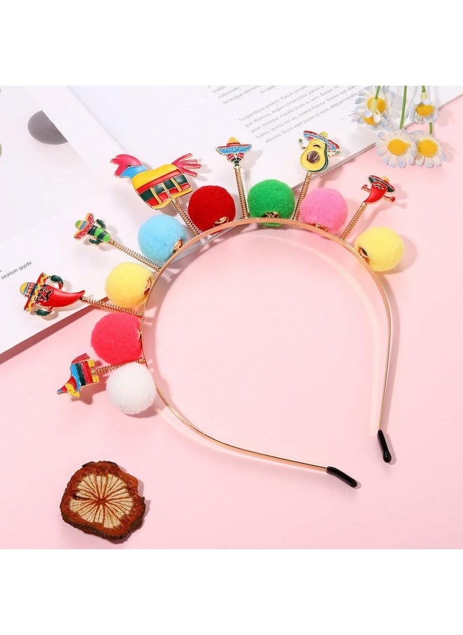 CEALXHENY Cinco De Mayo Headbands For Women Mexican Fiesta Hairbands Chili Pinata Cactus Sombrero Headbands Mexican Holiday Headwear Party Hair Accessory Gifts (Pattern C)  - Image 2
