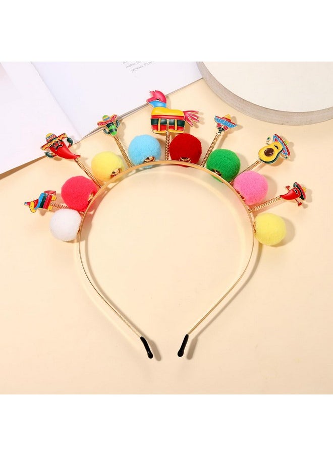 CEALXHENY Cinco De Mayo Headbands For Women Mexican Fiesta Hairbands Chili Pinata Cactus Sombrero Headbands Mexican Holiday Headwear Party Hair Accessory Gifts (Pattern C)  - Image 3