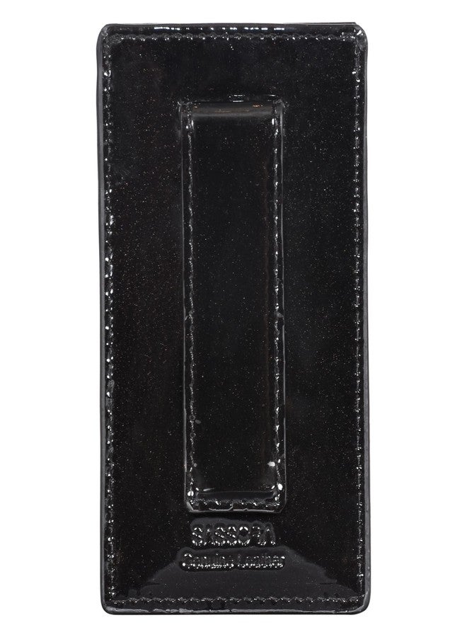 Sassora Premium Patent Leather Unisex RFID Money Clip (Black) - Image 2